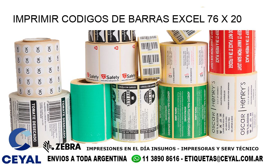 IMPRIMIR CODIGOS DE BARRAS EXCEL 76 x 20