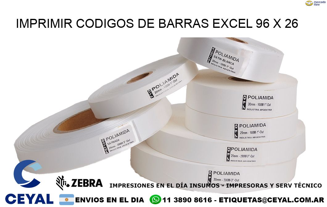 IMPRIMIR CODIGOS DE BARRAS EXCEL 96 x 26