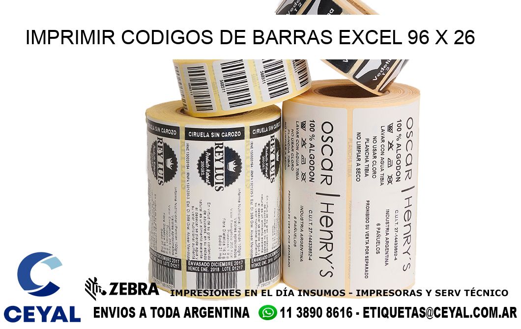 IMPRIMIR CODIGOS DE BARRAS EXCEL 96 x 26