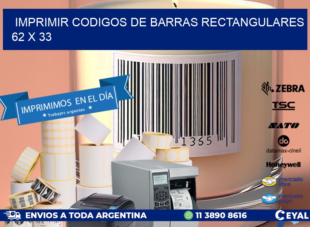 IMPRIMIR CODIGOS DE BARRAS RECTANGULARES 62 x 33
