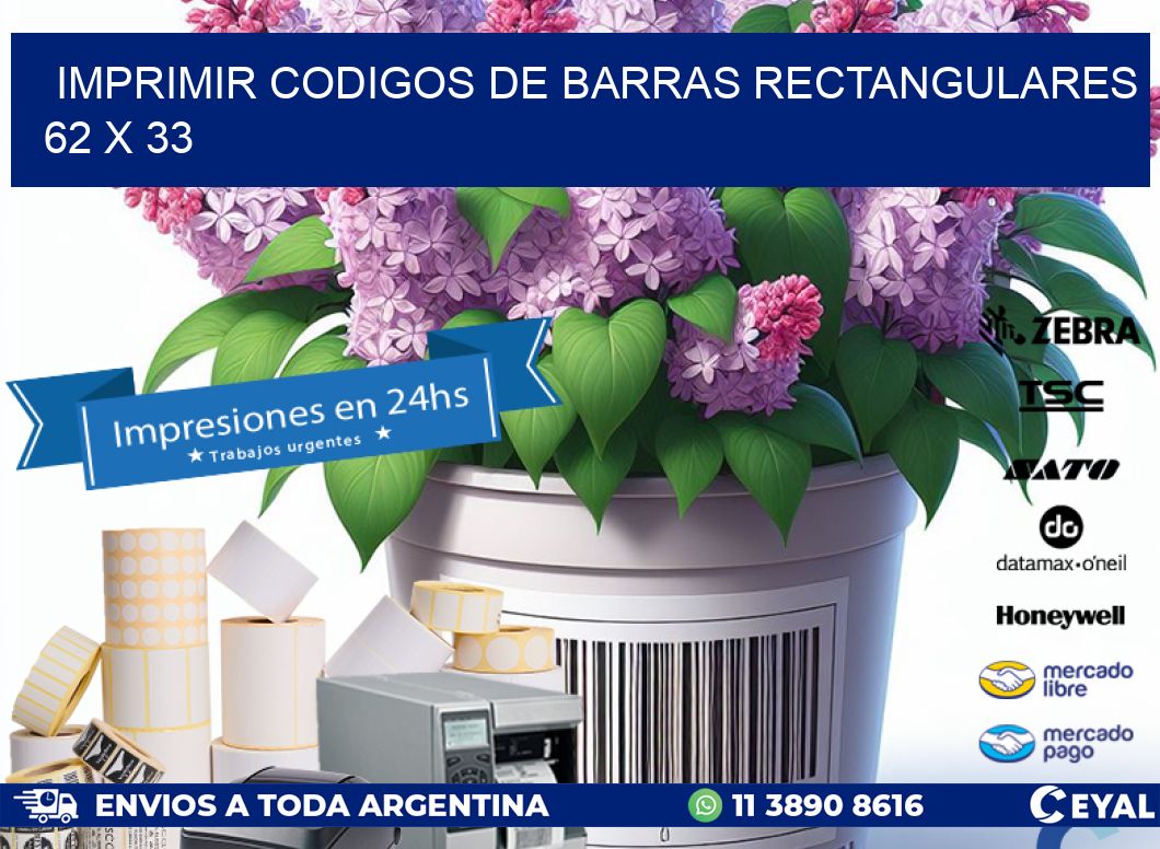 IMPRIMIR CODIGOS DE BARRAS RECTANGULARES 62 x 33