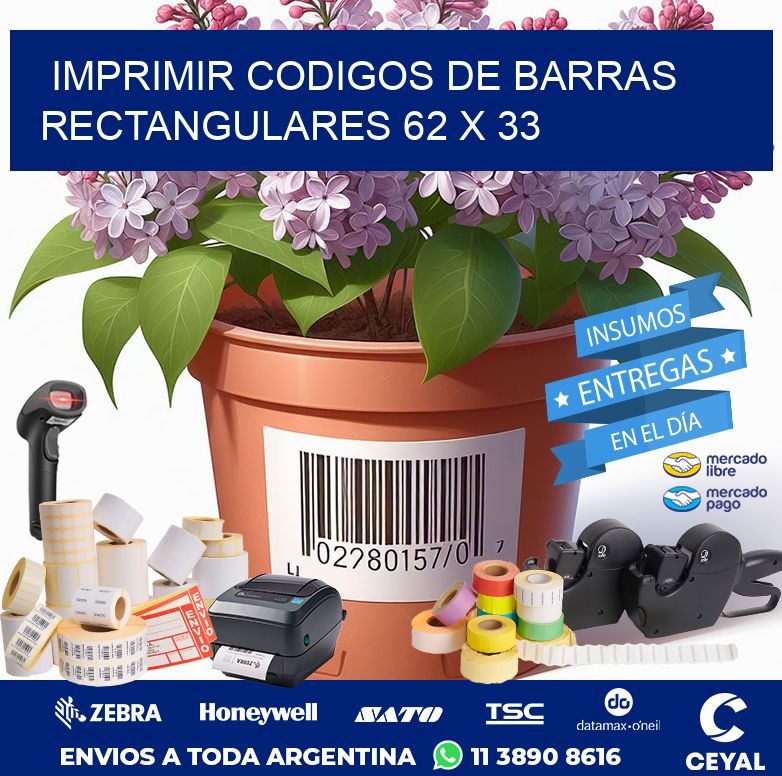 IMPRIMIR CODIGOS DE BARRAS RECTANGULARES 62 x 33