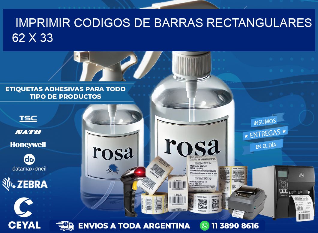 IMPRIMIR CODIGOS DE BARRAS RECTANGULARES 62 x 33