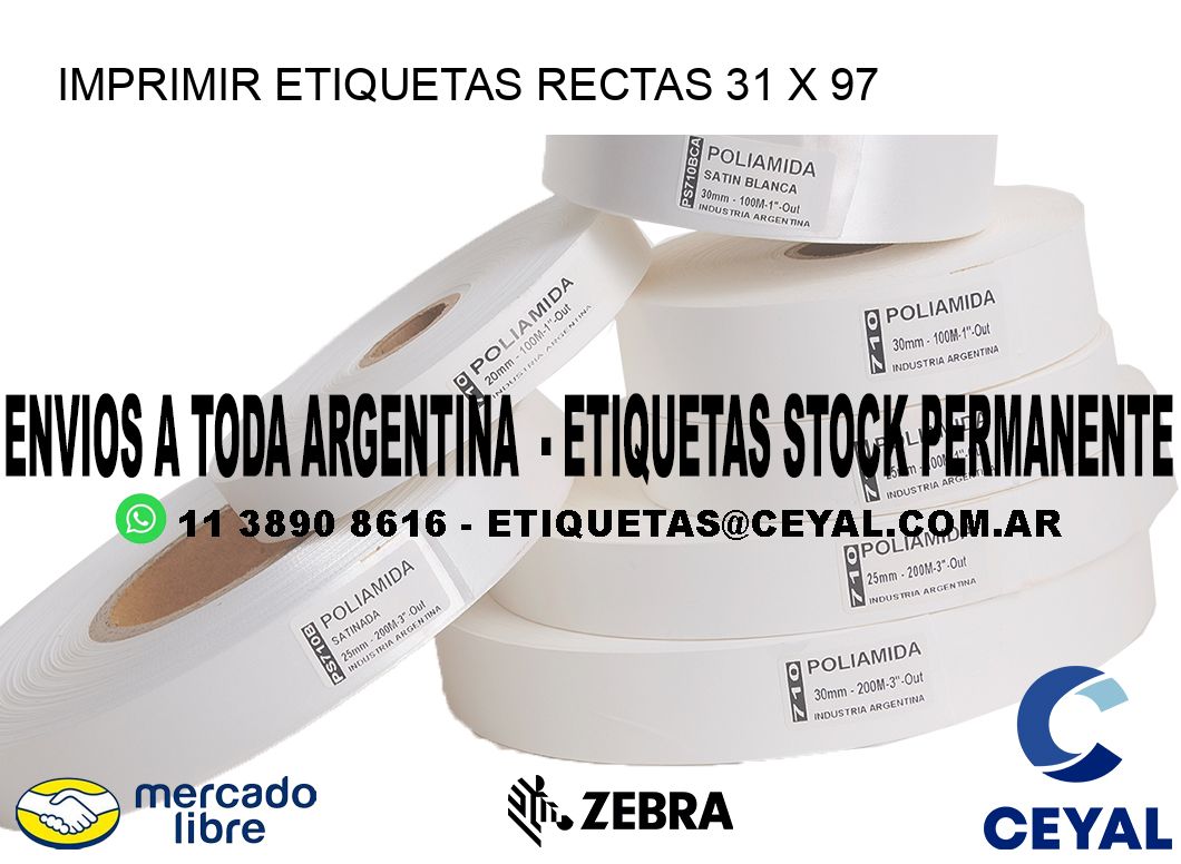 IMPRIMIR ETIQUETAS RECTAS 31 x 97