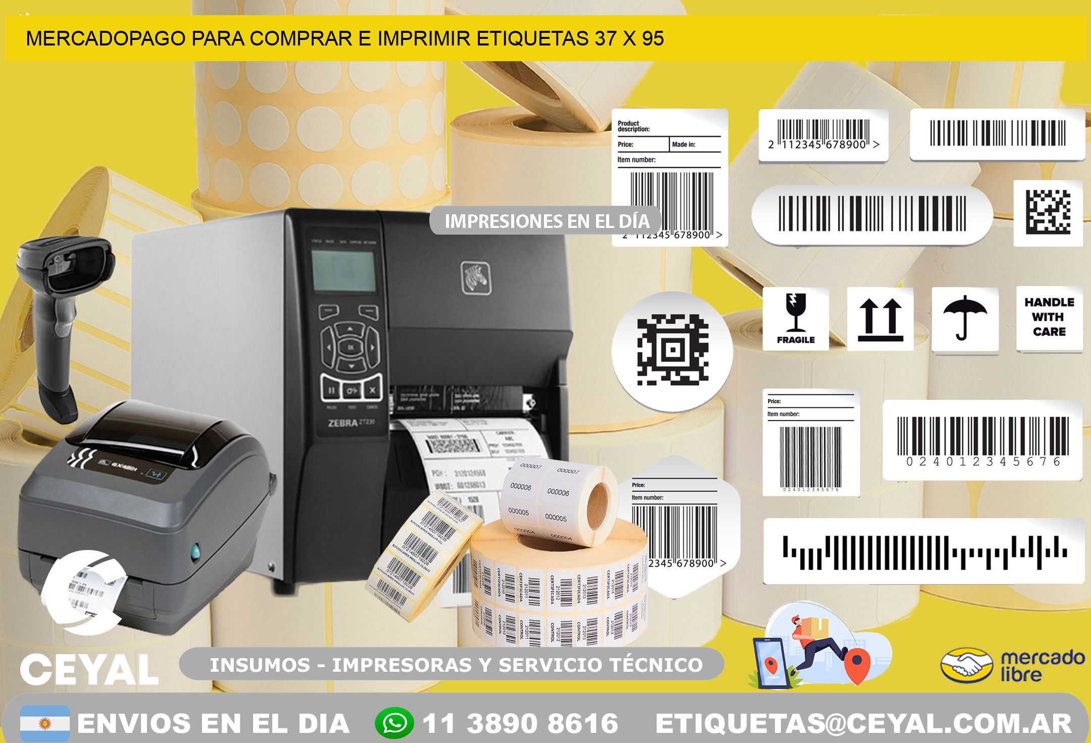 MERCADOPAGO PARA COMPRAR E IMPRIMIR ETIQUETAS 37 x 95