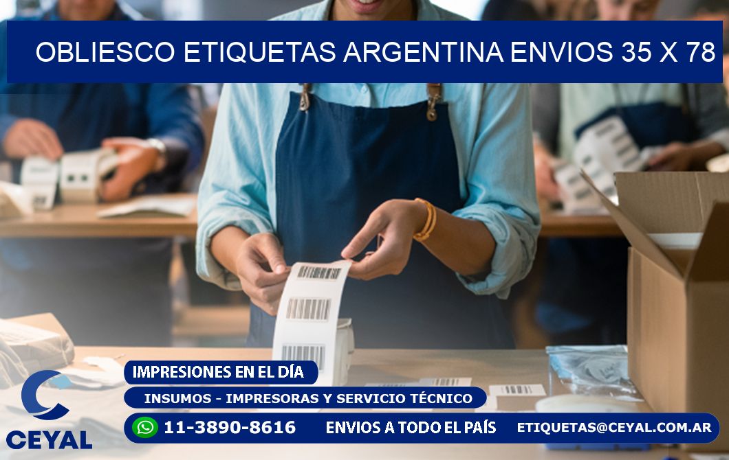 OBLIESCO ETIQUETAS ARGENTINA ENVIOS 35 x 78