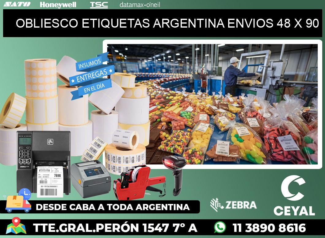 OBLIESCO ETIQUETAS ARGENTINA ENVIOS 48 x 90