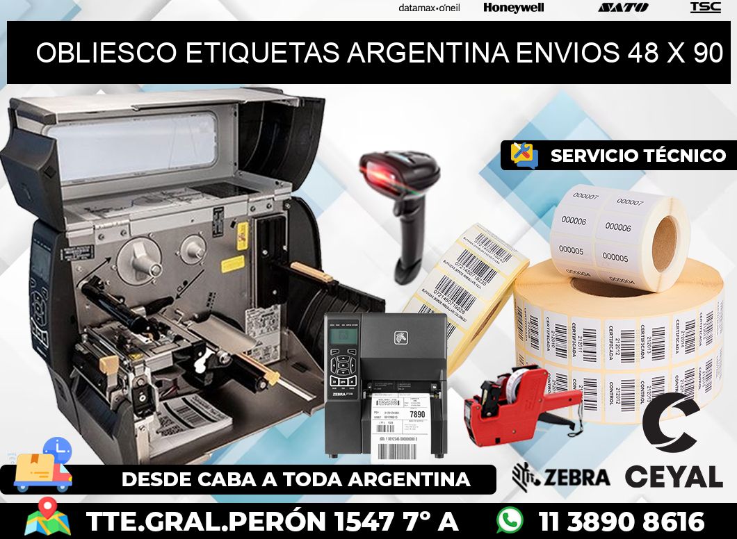 OBLIESCO ETIQUETAS ARGENTINA ENVIOS 48 x 90