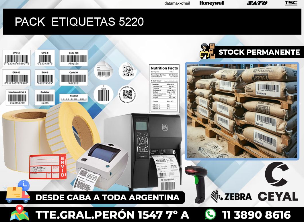 PACK  ETIQUETAS 5220