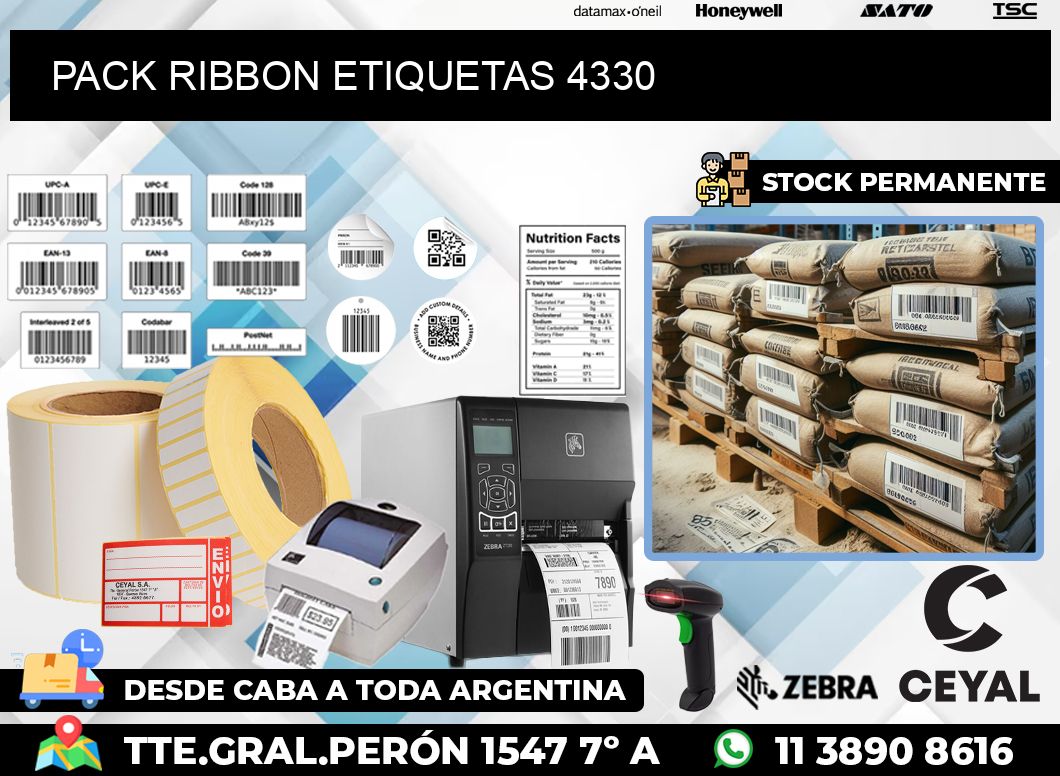 PACK RIBBON ETIQUETAS 4330