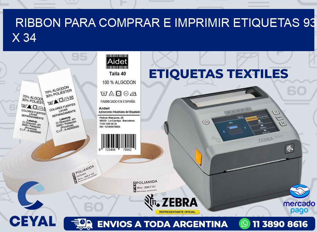 RIBBON PARA COMPRAR E IMPRIMIR ETIQUETAS 93 x 34