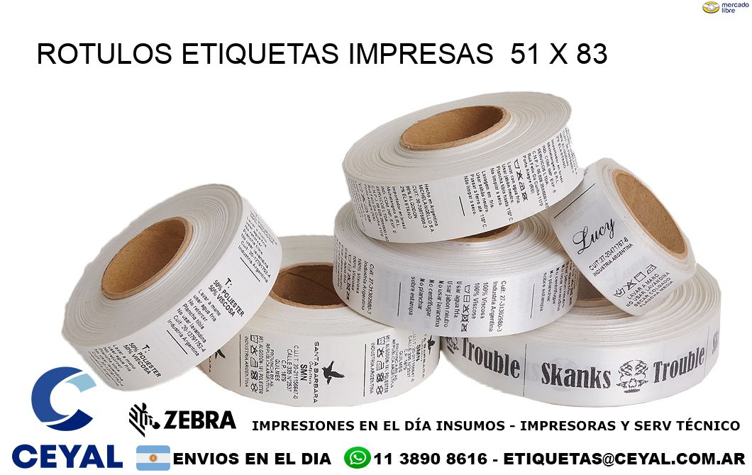 ROTULOS ETIQUETAS IMPRESAS 51 x 83