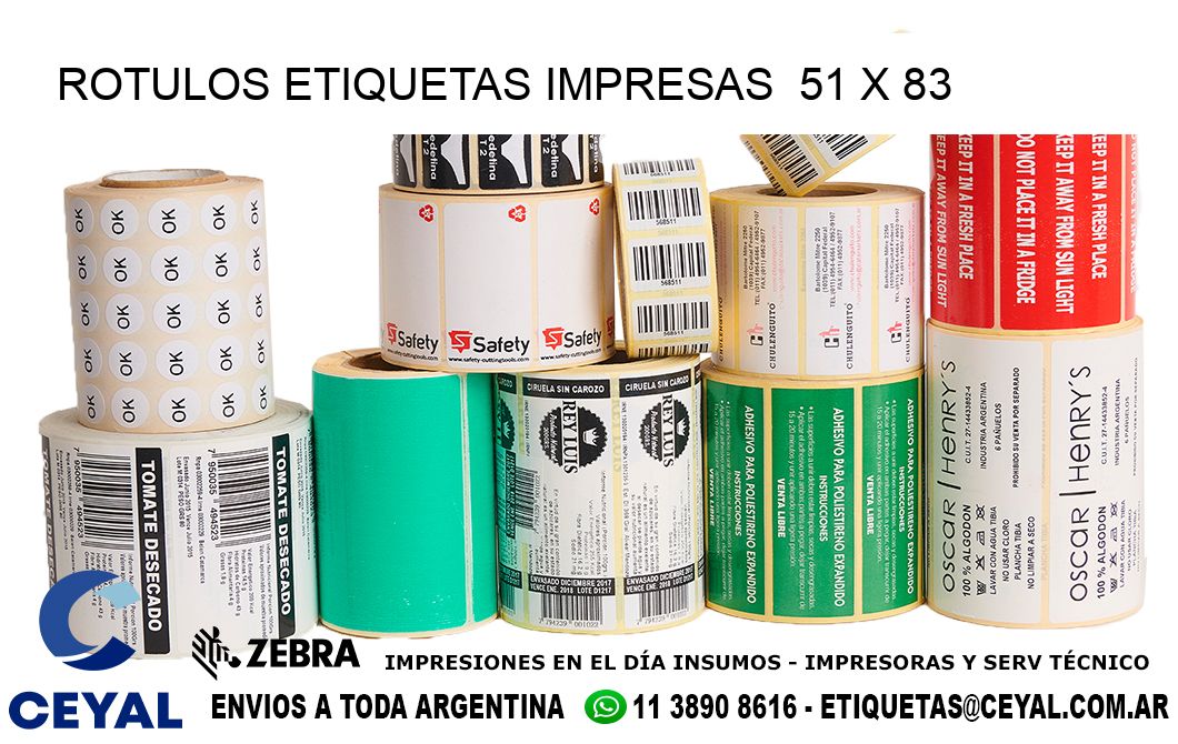 ROTULOS ETIQUETAS IMPRESAS 51 x 83