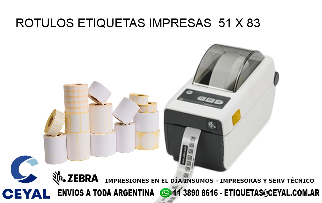 ROTULOS ETIQUETAS IMPRESAS 51 x 83