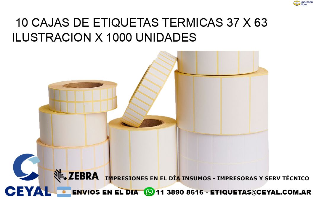 10 CAJAS DE ETIQUETAS TERMICAS 37 x 63 ILUSTRACION X 1000 UNIDADES