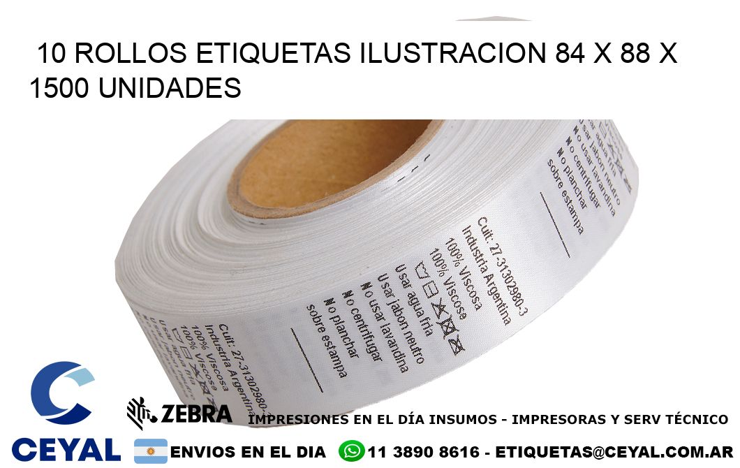 10 ROLLOS ETIQUETAS ILUSTRACION 84 x 88 X 1500 UNIDADES