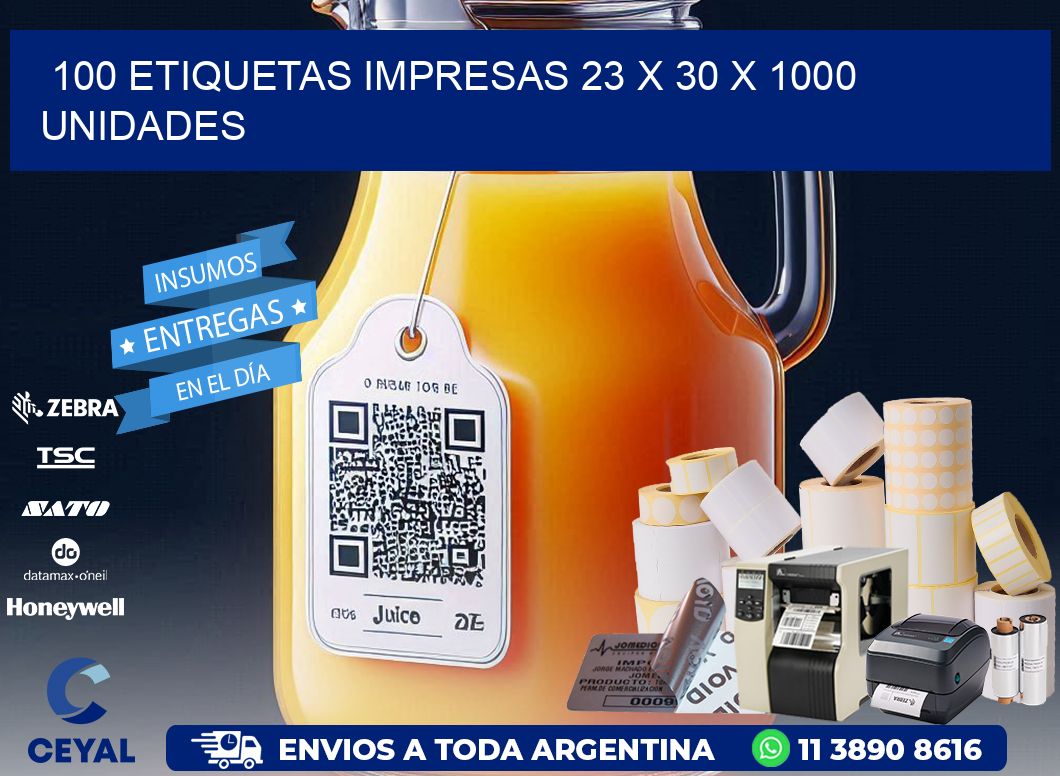 100 ETIQUETAS IMPRESAS 23 x 30 X 1000 UNIDADES