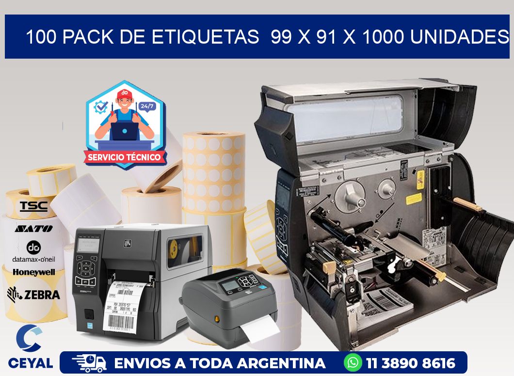 100 PACK DE ETIQUETAS  99 x 91 X 1000 UNIDADES