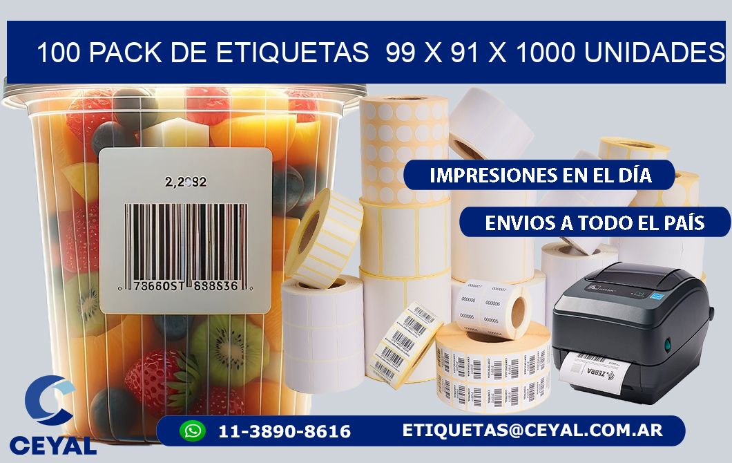 100 PACK DE ETIQUETAS  99 x 91 X 1000 UNIDADES