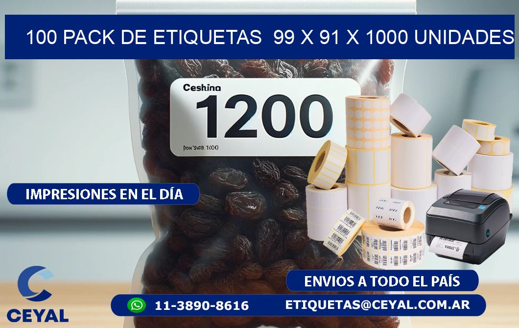 100 PACK DE ETIQUETAS  99 x 91 X 1000 UNIDADES