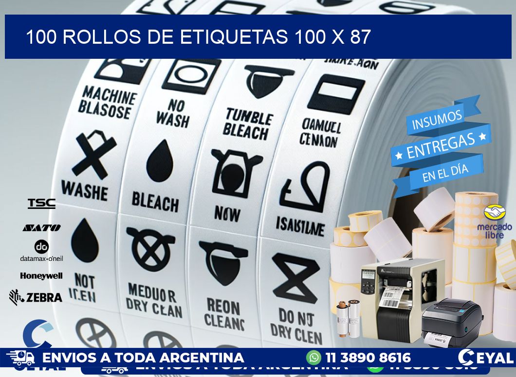 100 ROLLOS DE ETIQUETAS 100 x 87