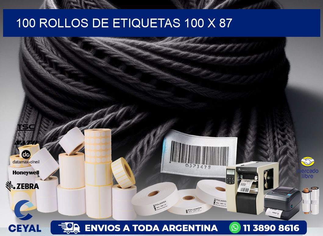 100 ROLLOS DE ETIQUETAS 100 x 87