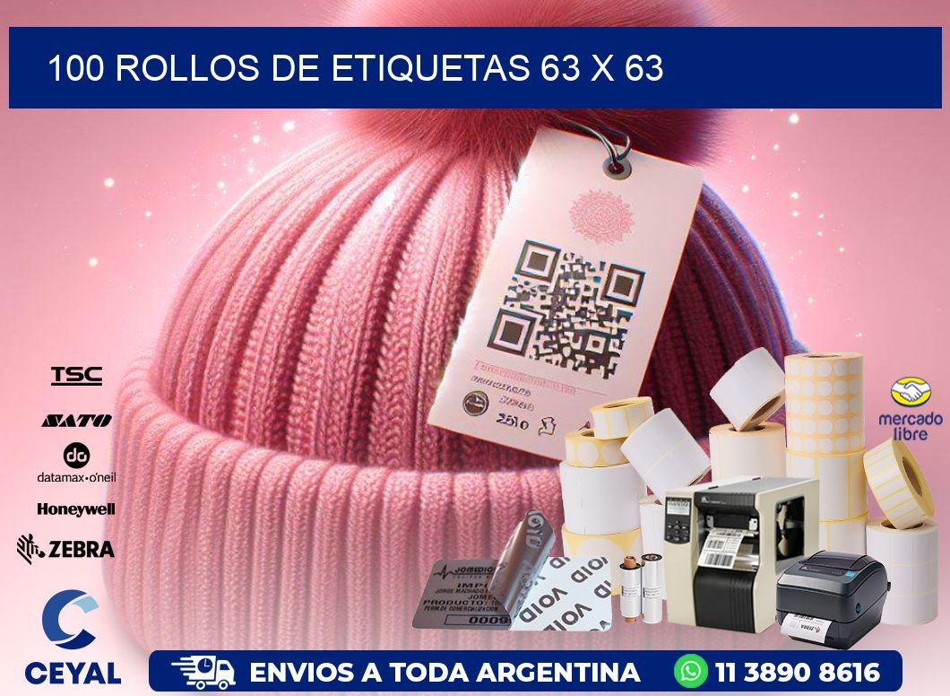 100 ROLLOS DE ETIQUETAS 63 x 63