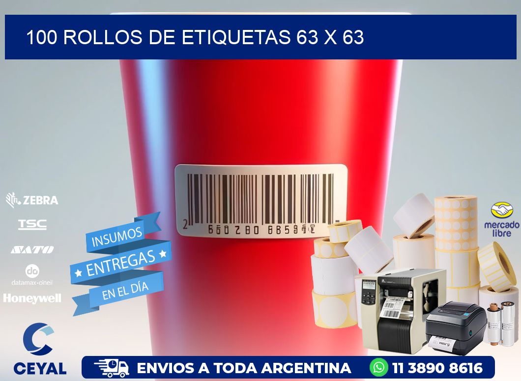 100 ROLLOS DE ETIQUETAS 63 x 63