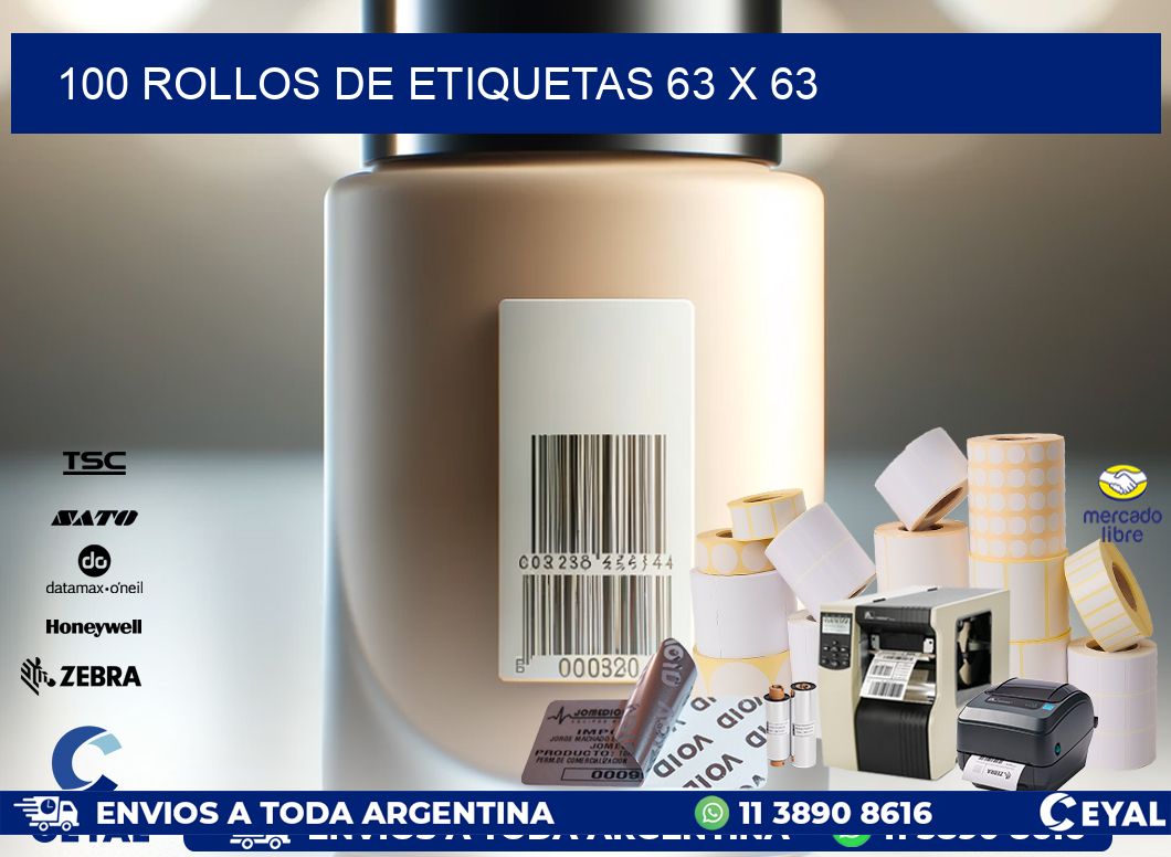 100 ROLLOS DE ETIQUETAS 63 x 63