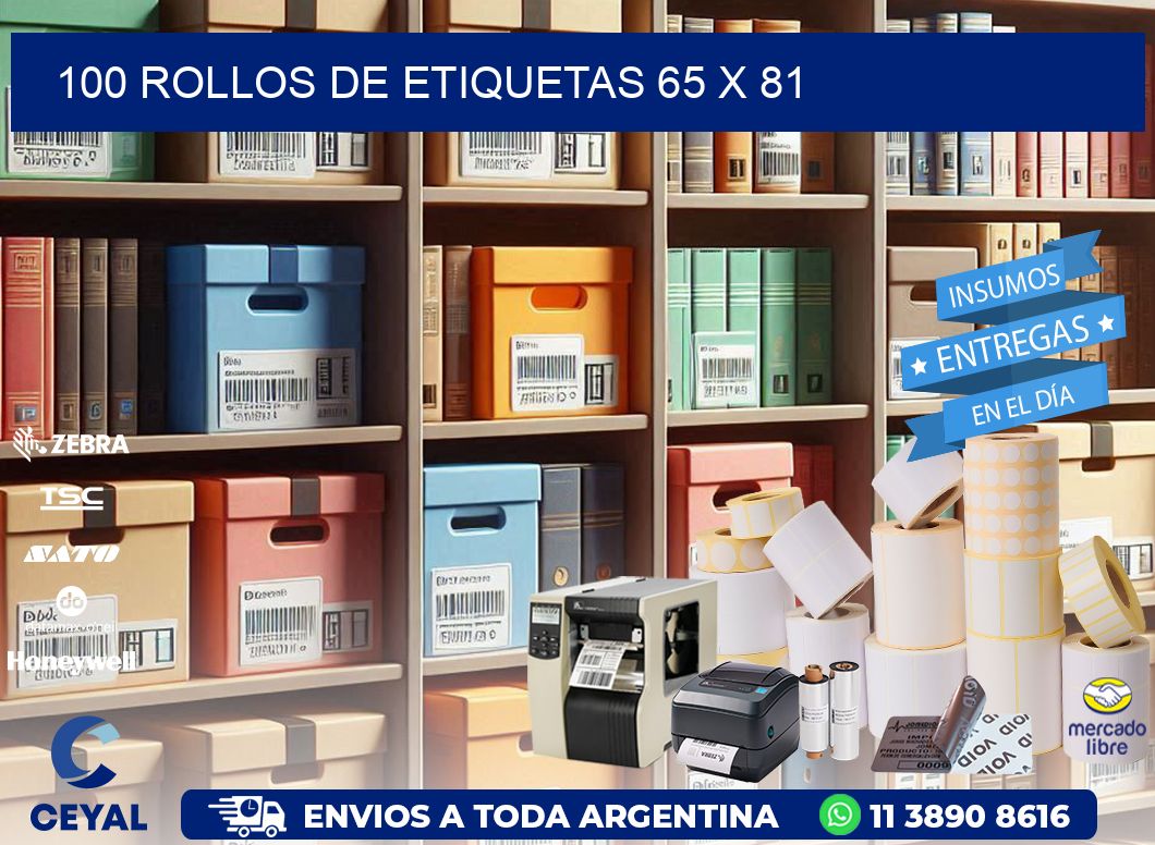 100 ROLLOS DE ETIQUETAS 65 x 81