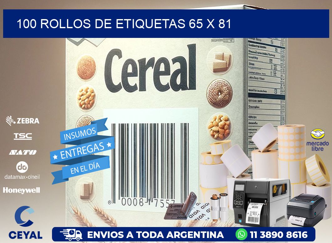 100 ROLLOS DE ETIQUETAS 65 x 81