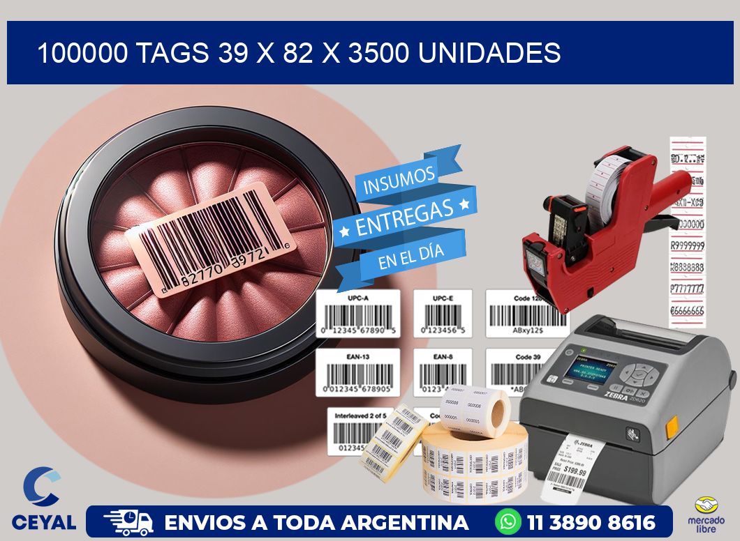 100000 TAGS 39 x 82 X 3500 UNIDADES