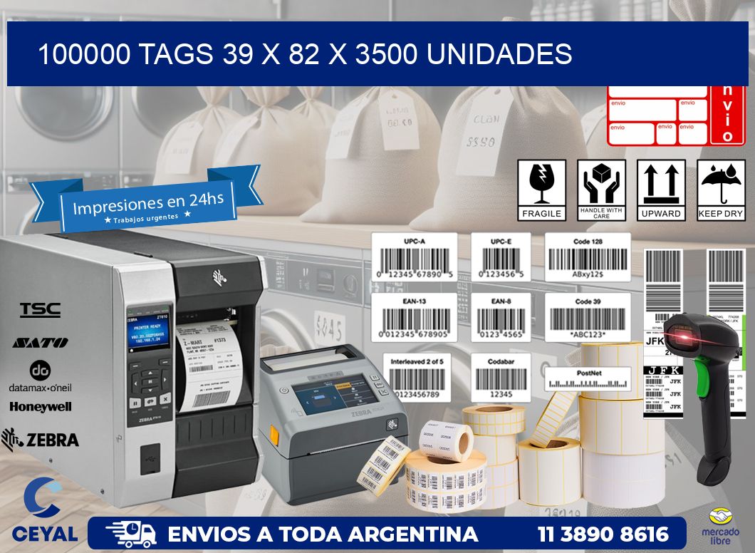 100000 TAGS 39 x 82 X 3500 UNIDADES