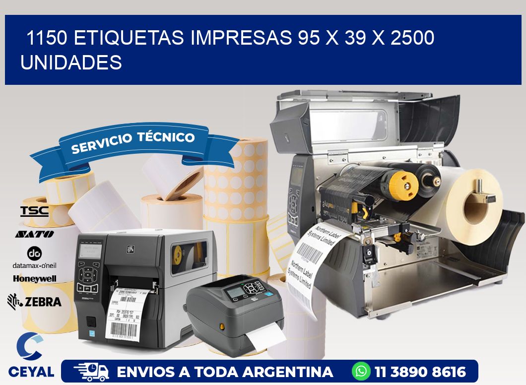 1150 ETIQUETAS IMPRESAS 95 x 39 X 2500 UNIDADES