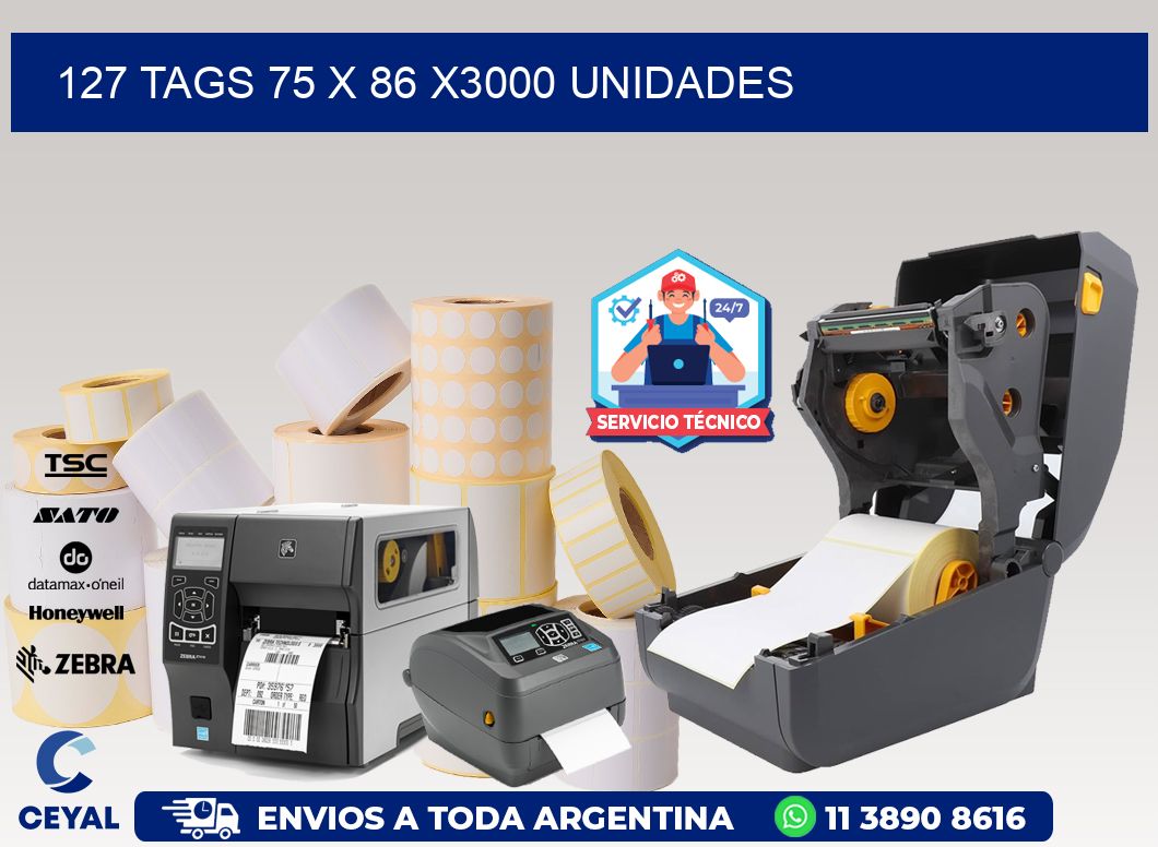 127 TAGS 75 x 86 X3000 UNIDADES