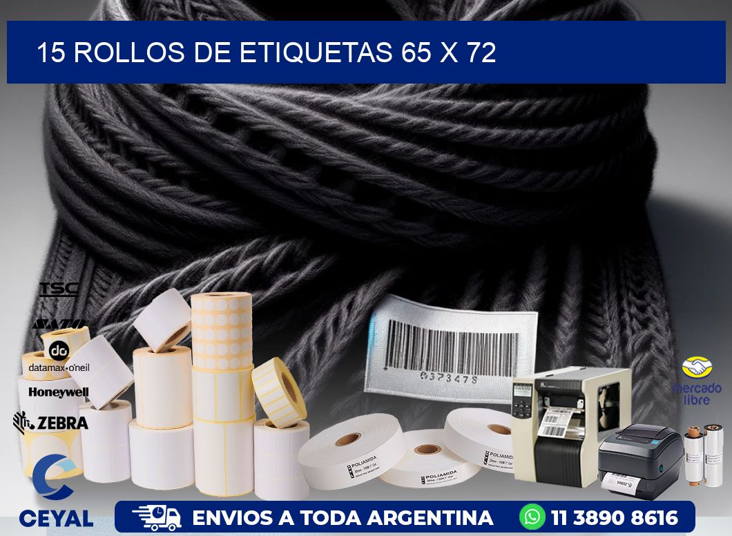 15 ROLLOS DE ETIQUETAS 65 x 72