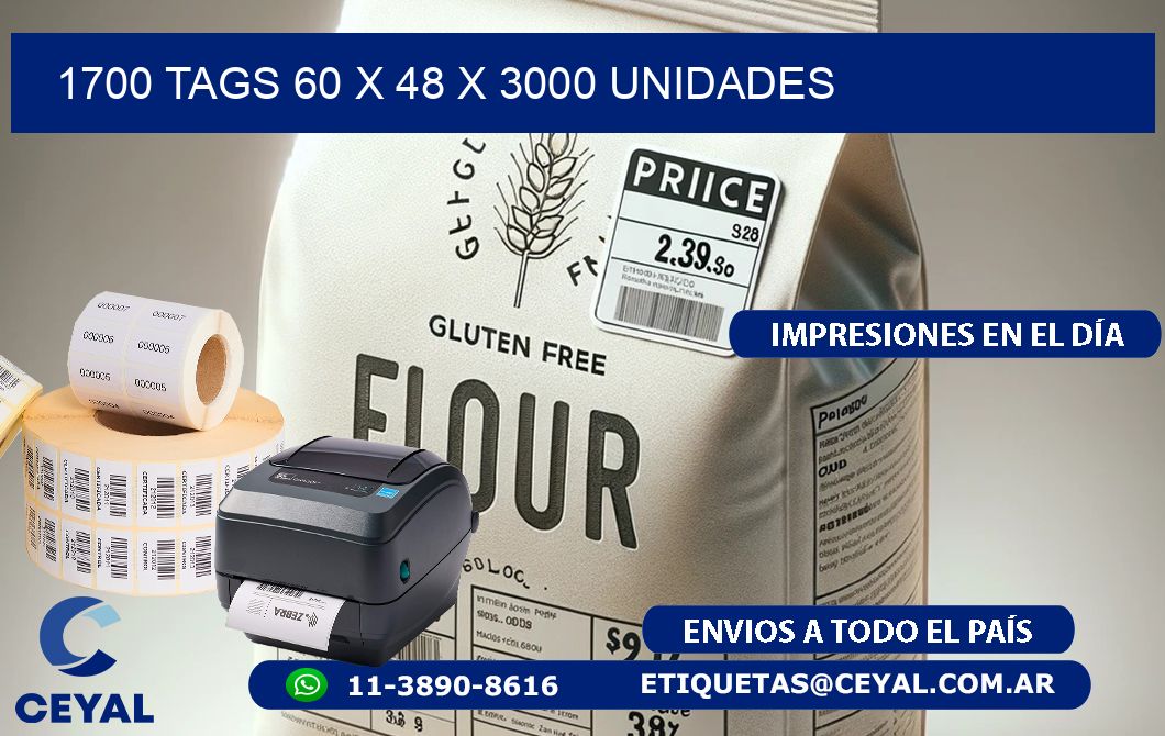 1700 TAGS 60 x 48 X 3000 UNIDADES