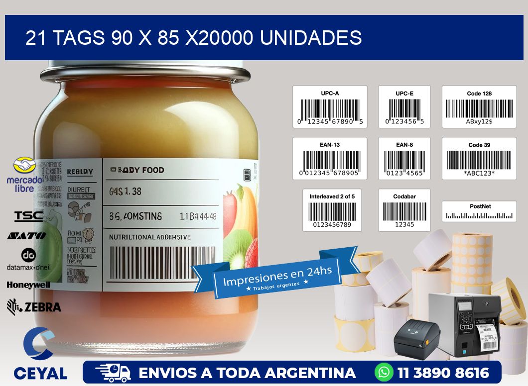 21 TAGS 90 x 85 X20000 UNIDADES