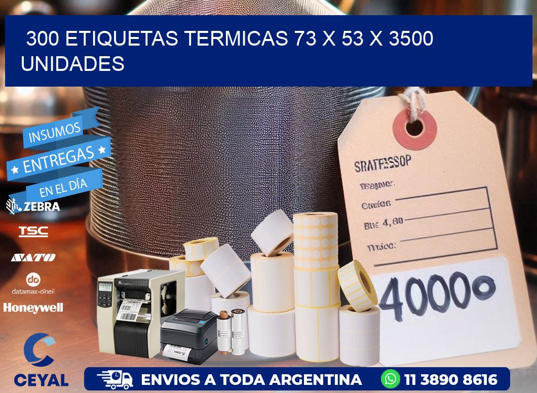 300 ETIQUETAS TERMICAS 73 x 53 X 3500 UNIDADES