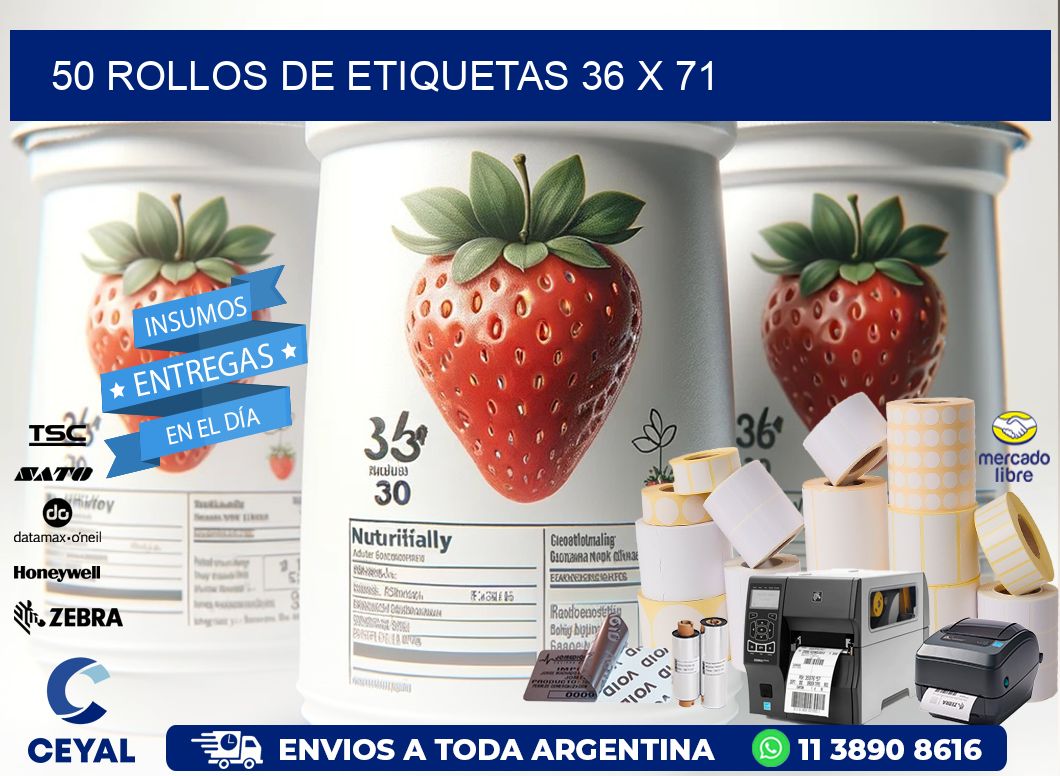 50 ROLLOS DE ETIQUETAS 36 x 71