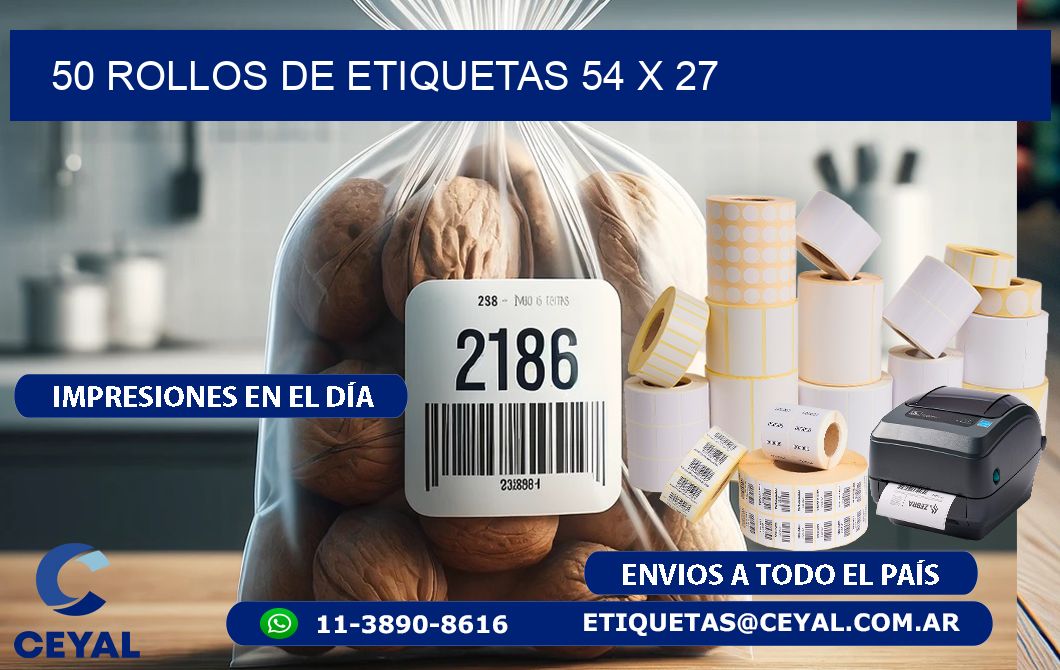 50 ROLLOS DE ETIQUETAS 54 x 27