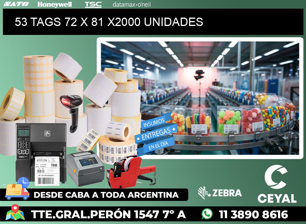 53 TAGS 72 x 81 X2000 UNIDADES