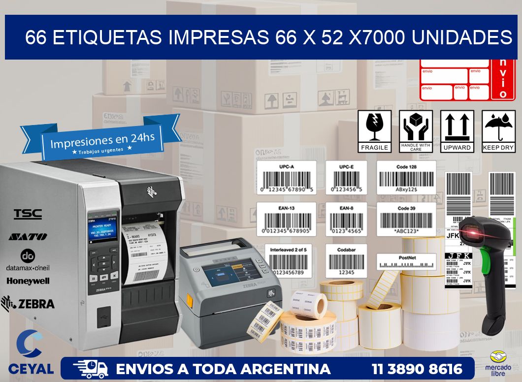 66 ETIQUETAS IMPRESAS 66 x 52 X7000 UNIDADES