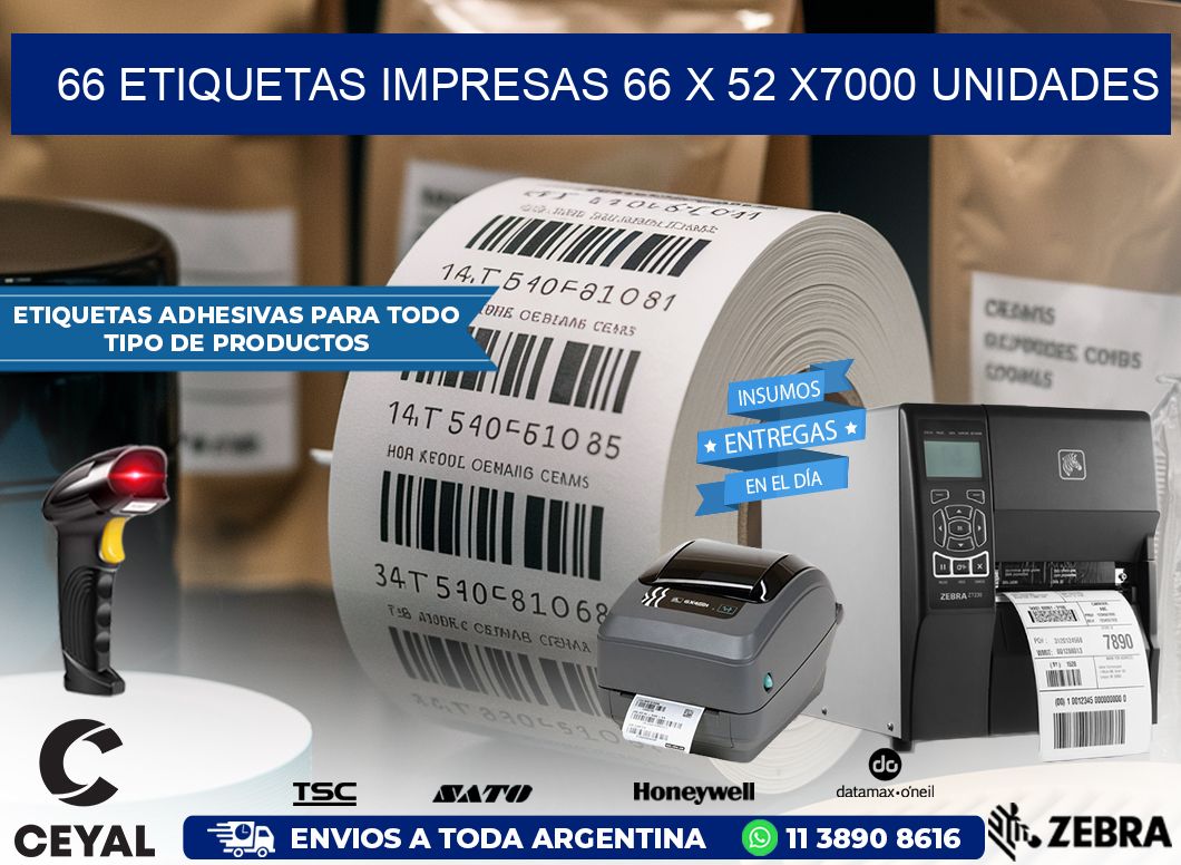 66 ETIQUETAS IMPRESAS 66 x 52 X7000 UNIDADES