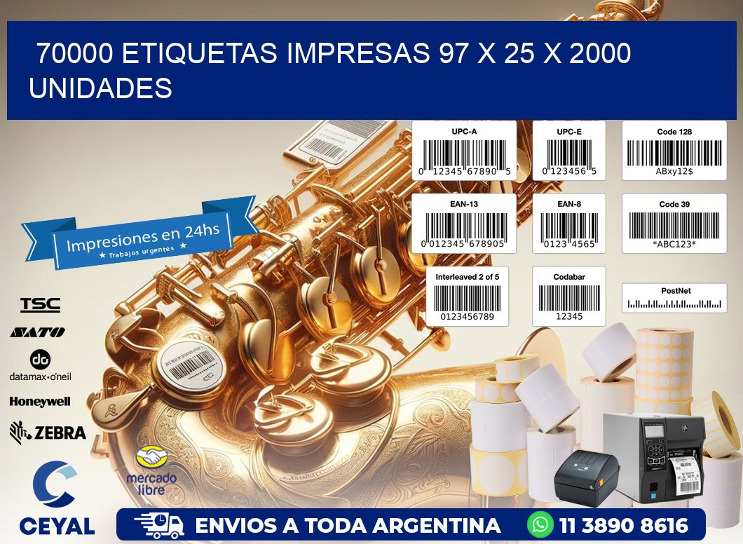 70000 ETIQUETAS IMPRESAS 97 x 25 X 2000 UNIDADES