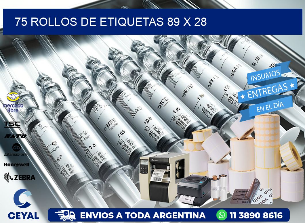 75 ROLLOS DE ETIQUETAS 89 x 28