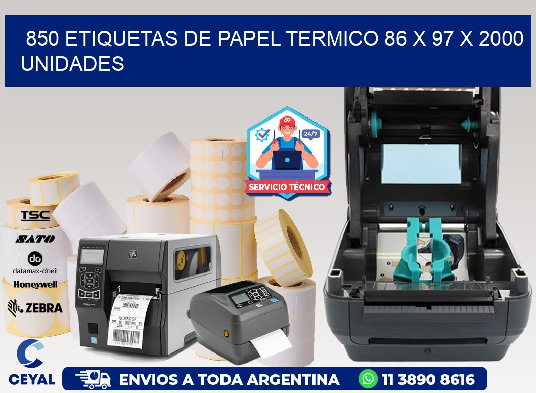 850 ETIQUETAS DE PAPEL TERMICO 86 x 97 X 2000 UNIDADES