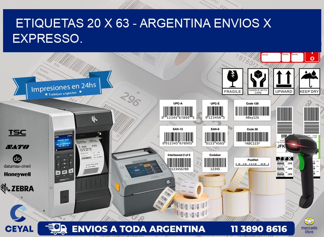 ETIQUETAS 20 x 63 – ARGENTINA ENVIOS X EXPRESSO.