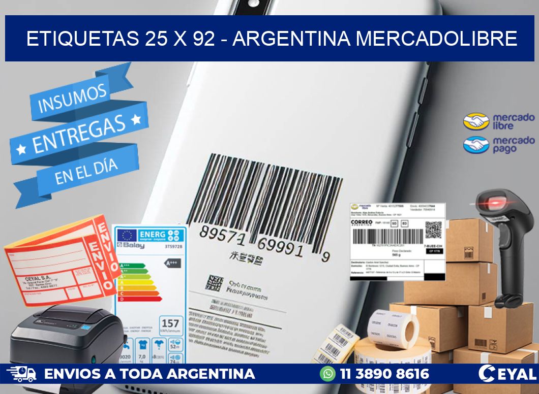 ETIQUETAS 25 x 92 - ARGENTINA MERCADOLIBRE