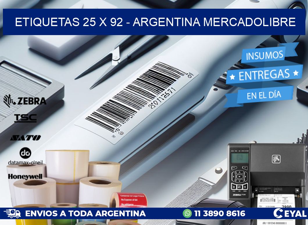 ETIQUETAS 25 x 92 - ARGENTINA MERCADOLIBRE